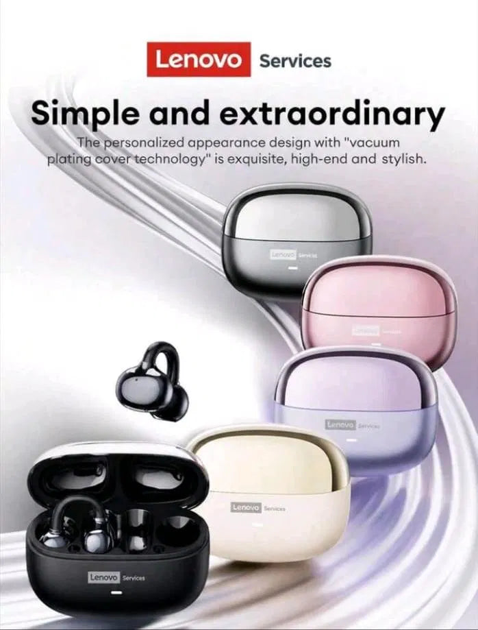 Lenovo LE302 Bluetooth Earbuds with Rhinestone Bow Ear Cuff